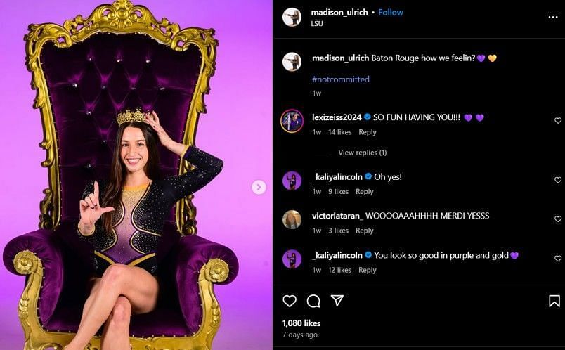 Screenshot of Madison Ulrich's Instagram post (madison_ulrich/ig)